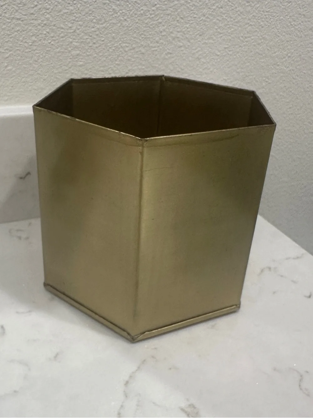 Gold Hexagonal Metal Planter - Modern Home Accent